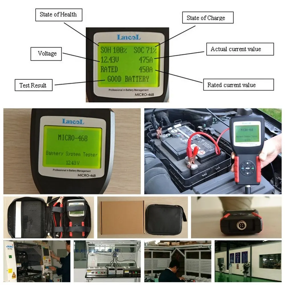 LANCOL CCA MICRO-468 Портативный 12 в 24 В Автоматический цифровой CCA измерительный прибор для батареи автомобиля анализатор батареи Проверка батареи автомобиля