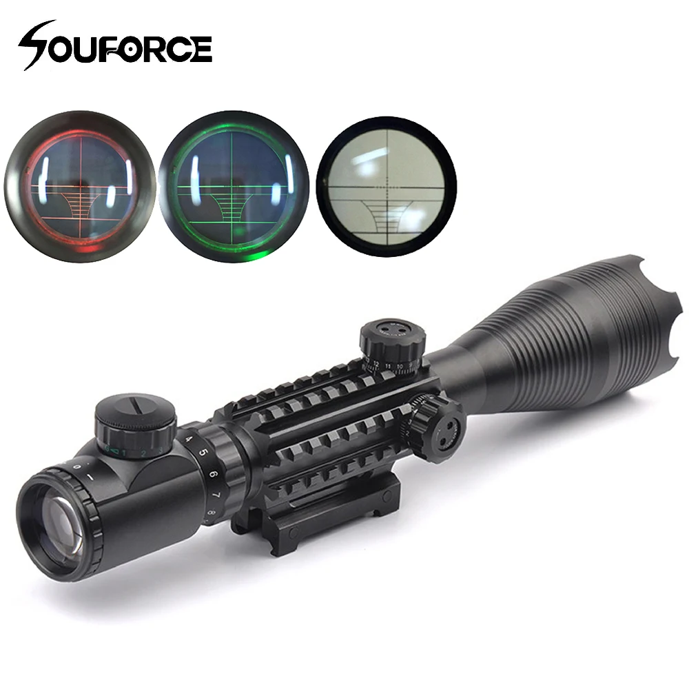 

4-16X50YG Riflescope with Illuminated Red/Green Rangefinder Reticle Triple 20mm Rail for Hunting Gun Airsoft Rifle Scope