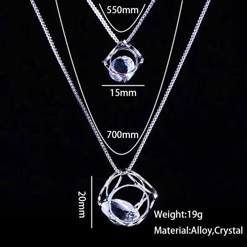 Meyfflin, модное длинное ожерелье, женское ювелирное изделие, Ретро стиль, двойной кубический кристалл, Макси ожерелье, s& Подвески для свитера, цепочка, колье