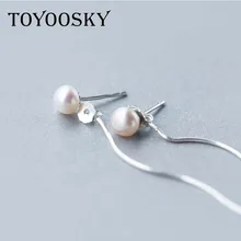 Корейские длинные серьги из пресноводного жемчуга, серьги с кисточками, мода, Настоящее серебро 925 пробы, цепочка, серьги с кисточками для девушек и женщин