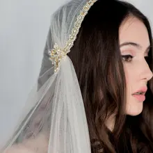 Новинка,, haf pack, длинная вуаль с кристаллами, свадебная шляпа, фата, аксессуары для невесты