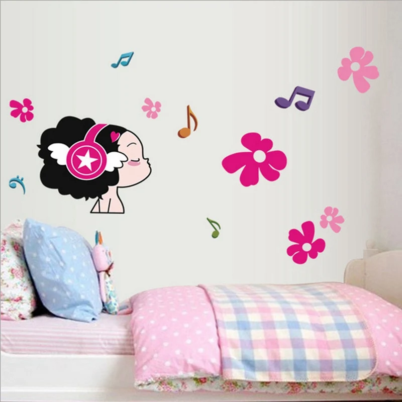 50*175 cm Mocmoc Girl Wall Stickers Children Room Home Decor Girl Vinyl