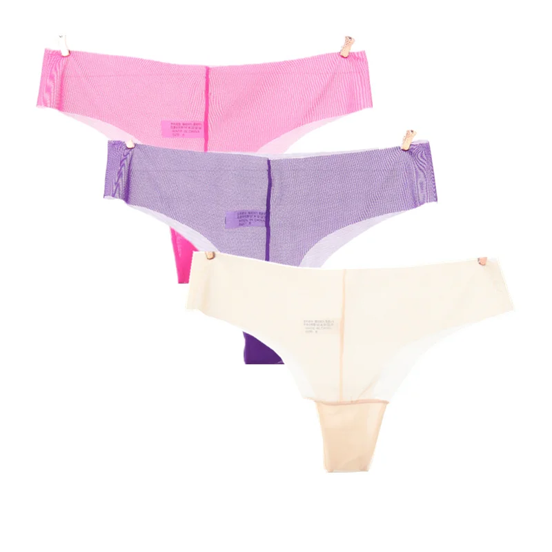 

Ixuejie 3PCs/lot Super Sexy Design Low Waist Transparent G String Lure Thin Solid T Back Panties Ladies Underwear