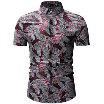 

2019 New Men Shirt Summer Style Palm Tree Print Beach Hawaiian Shirt Men Casual Short Sleeve Hawaii Shirt Chemise Homme 26 color