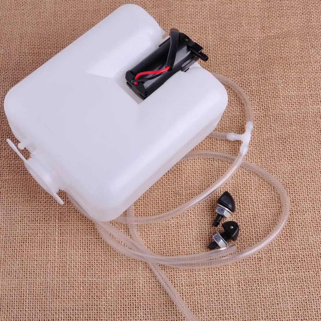 

DWCX Universal 12V Metal White Car 2 Pin Windshield Washer Reservoir Pump Bottle Tank Kit Jet Switch Clean Tool For Classic Cars