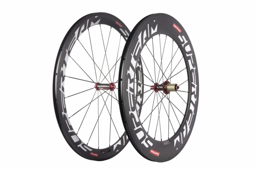 Cheap SUPERTEAM 700c clincher carbon road bike wheels 50/88 7