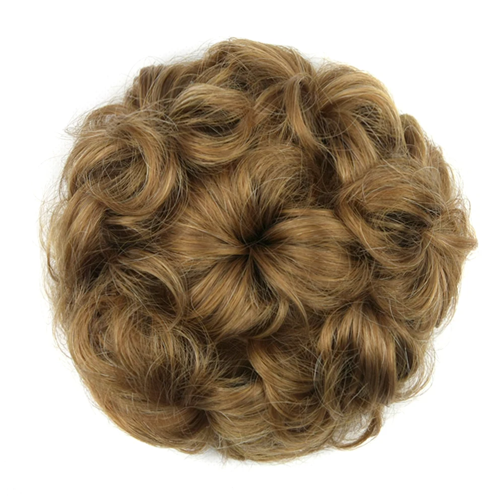 

Soowee Synthetic Hair Curly Flower Brown Black Hair Chignon Rubber Band Hair Bun Donut Roller Hair Accessories for Women