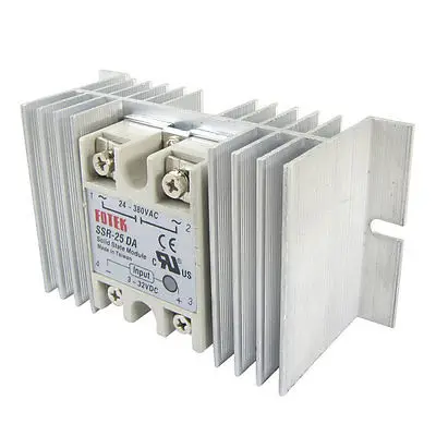 

High quality  DC to AC Solid State Relay SSR-25DA 25A 3-32V 24-380V + Aluminium heat sink