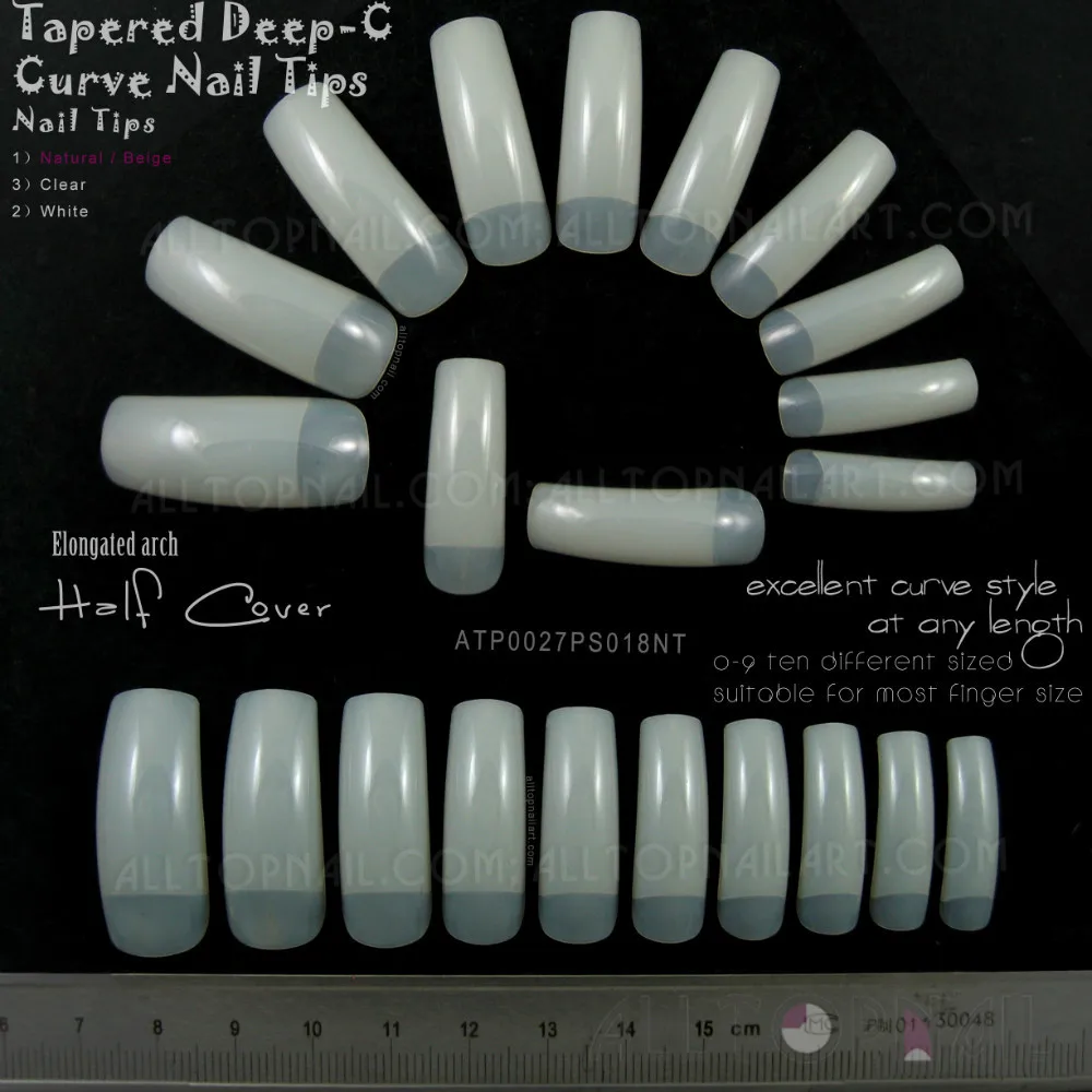 20000x глубокий C изогнутые кончики для ногтей Половина крышки французский конический натуральный ложный коктейльный кривой салонный маникюр