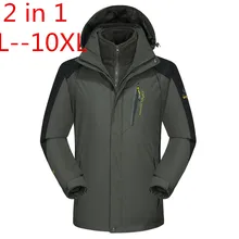 10XL 9XL 8XL зимняя куртка мужская женская куртка с капюшоном утолщенная теплая куртка ветрозащитная водонепроницаемая куртка пальто 2 в 1 jacke