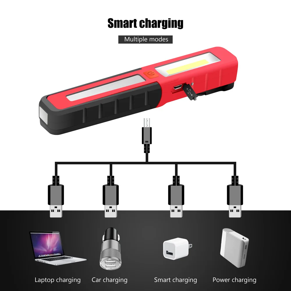 ANYIGE портативный свет Магнитная УДАРА светодиодный фонарик работы инспекции USB перезаряжаемые фонарик с подвеской или применение AAA