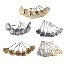 DRELD 36 шт./лот 3 мм хвостовик латунная стальная проволочная щетка полировочные колеса Набор для дерева металлическая Чистка роторный инструмент сверла