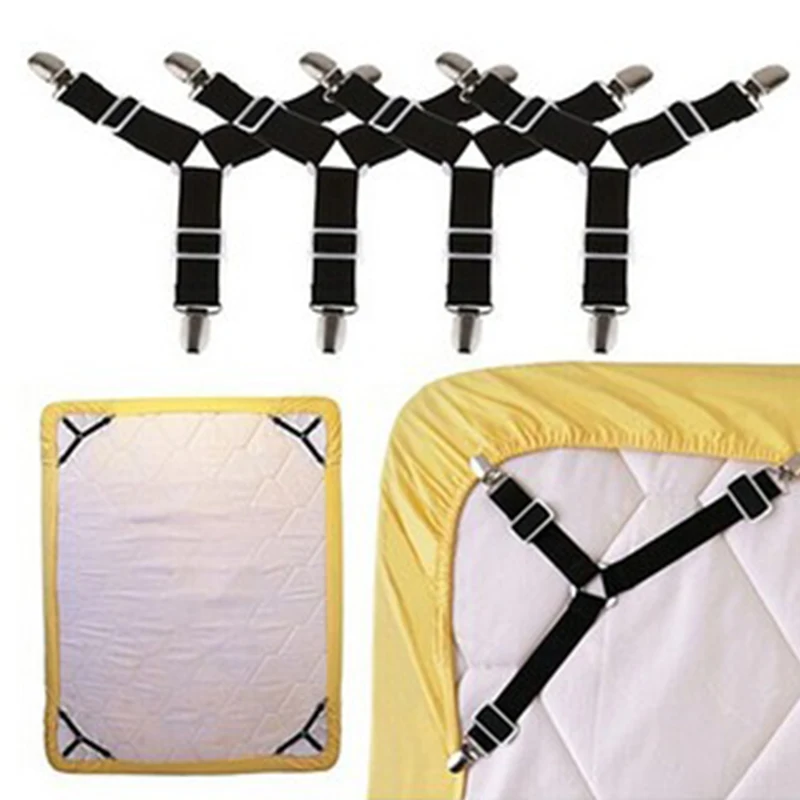 2 Pcs Bed Mattress Sheet Straps Elastic Holder Triangle Fastener