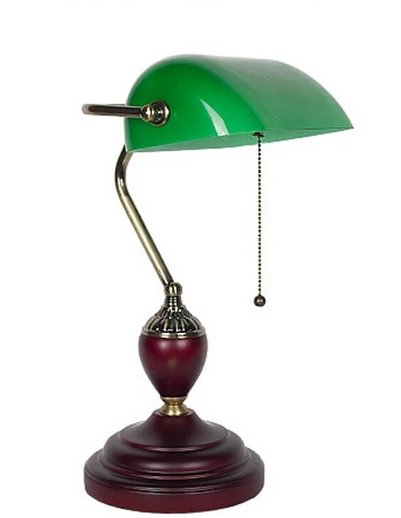 Bankers table lamp desk light Green glass cover ,birch ...