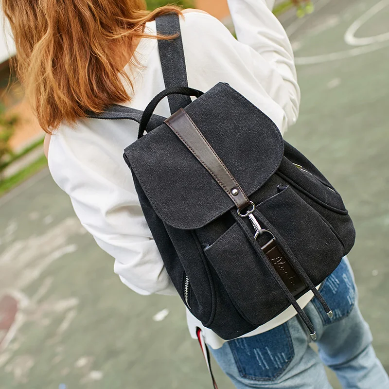 الإناث حقيبة من القماش مكافحة سرقة خمر السفر حقيبة ظهر للفتيات أسود الجينز Bagpack كلية عودة حزمة للمدرسة أكياس