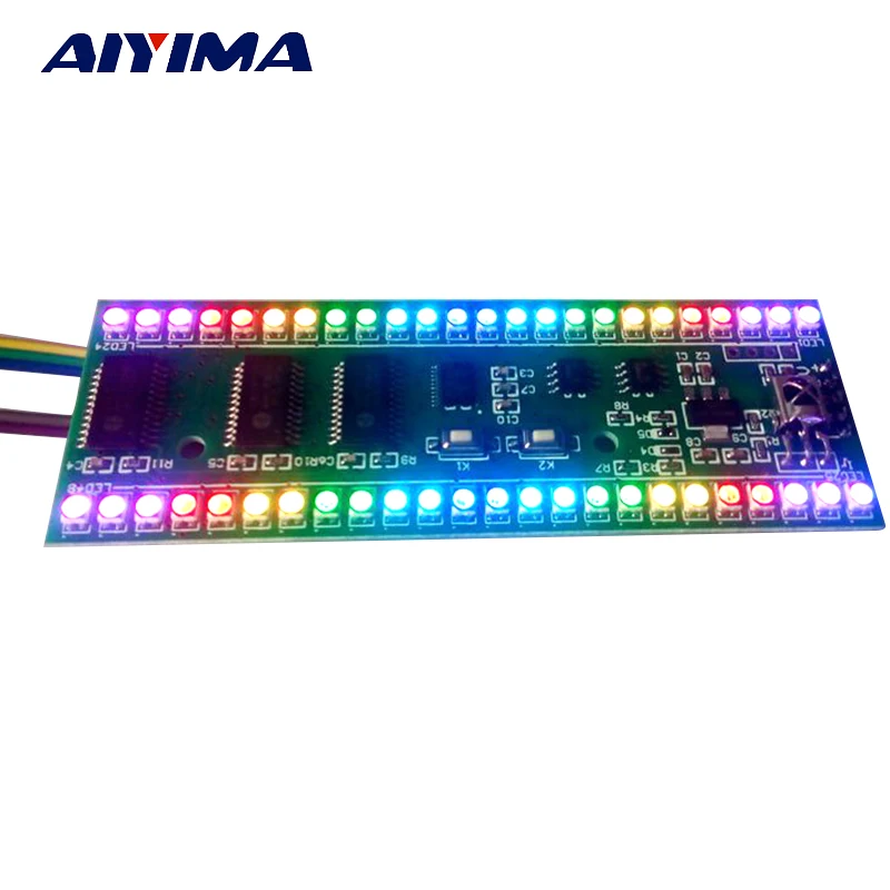 

Aiyima 5V level indicator VU Meter RGB Amplifier Board MCU Adjustable Display Pattern Dual Channel Dual 24 LED Amplifiers DIY