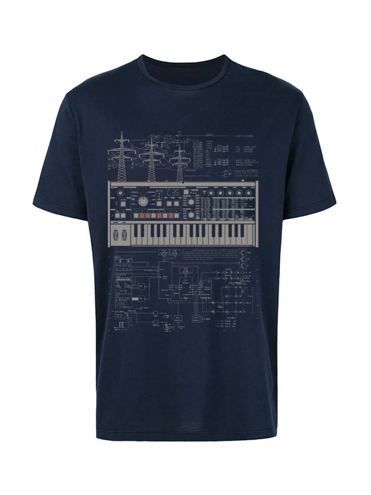 Электронный музыкальный синтезатор иллюстрации футболки для мужчин хлопок музыкальная группа Клуб Топы И Футболки электронная клавиатура AM футболки