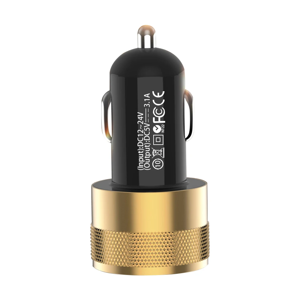المزدوج USB سيارة مهايئ شاحن 3.1A الرقمية LED الجهد/الحالي عرض السيارات سيارة المعادن شاحن آيفون الهاتف المحمول/اللوحي