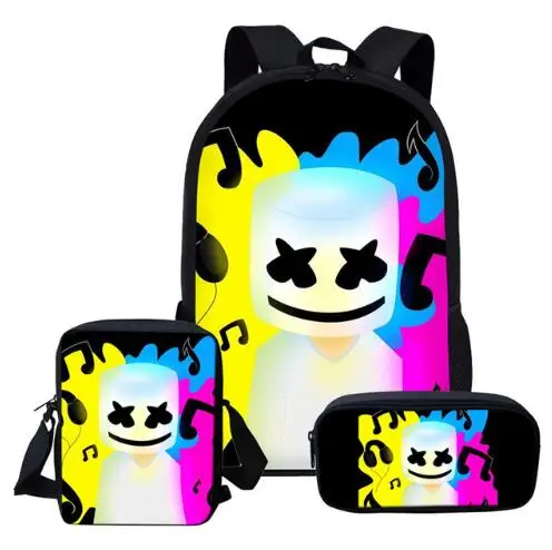 3d Printde Marshmello مدرسية للأولاد الفتيات طالب الأطفال حقيبة المدرسة حقيبة أطفال حقيبة كتب mochila دعم costomze 3d Printde Marshmello مدرسية للأولاد الفتيات طالب الأطفال حقيبة المدرسة حقيبة أطفال حقيبة كتب mochila دعم costomze