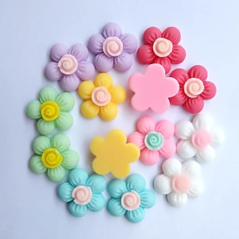 

Resin vintage Mixed Color flower flatback cabochon DIY jewelry/phone decoration No Hole 20mm 50pcs/bag 18942