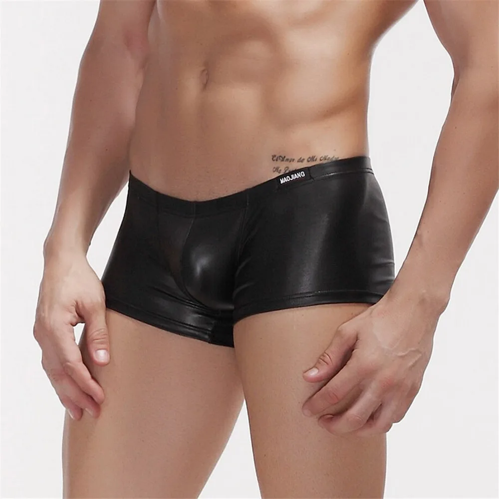 

Men's solid color low waist underwear spandex flat angle underwear