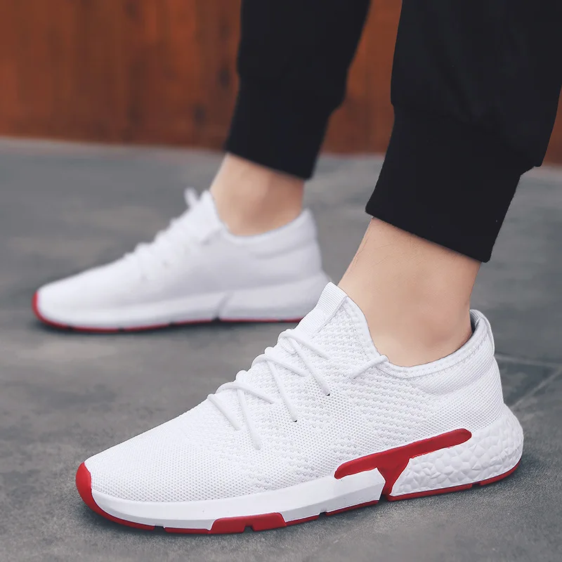 

2019 spring and summer new men's casual sports shoes flying woven mesh comfortable shoes lightweight breathable running shoes