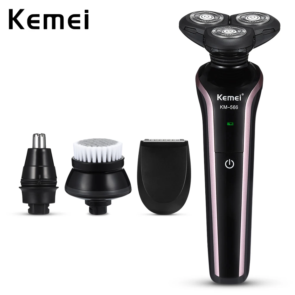 

Kemei KM - 566 Men 4 In 1 Rechargeable Electric Shaver Razor 4D Floating Design 3blades Fully Washable Razor Shaving Machine
