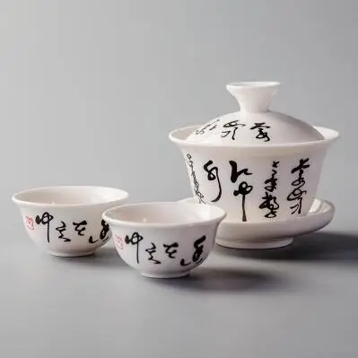 High Quality Gai wan tea set Bone China Tea Sets porcelain teapot tea set for travel Beautiful and easy kettle with 2 cups