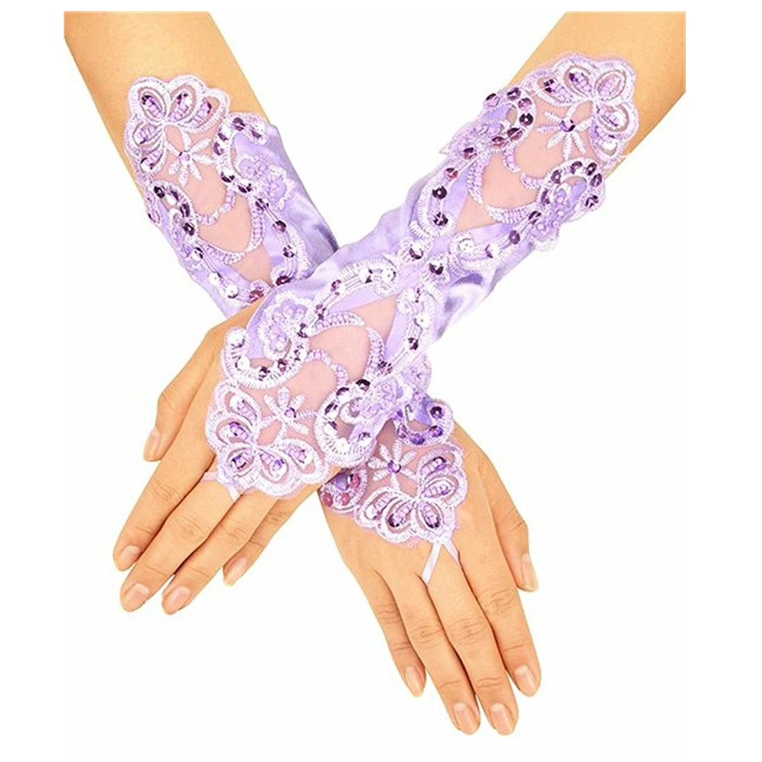 Women' Flora Short Wedding Dress Glove Fingerless Elegant Gloves for Bride Party