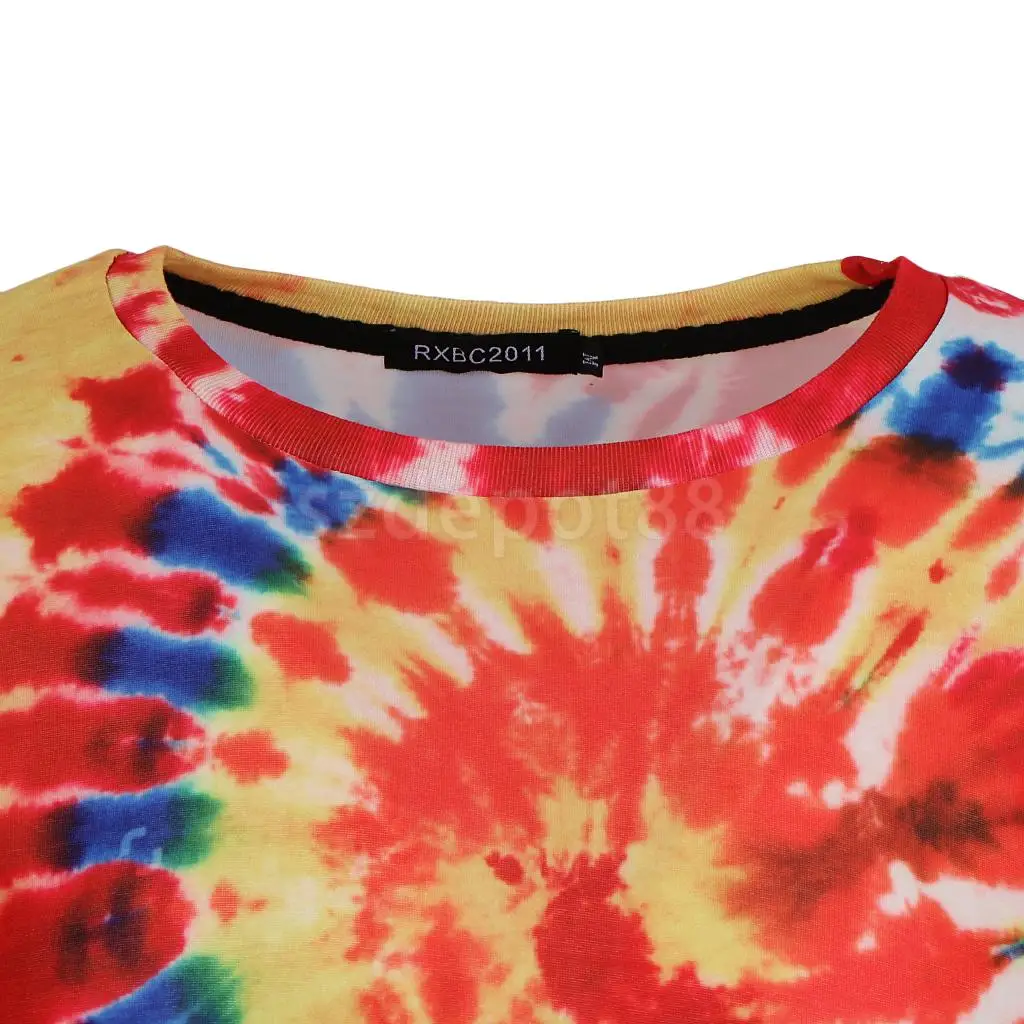 Тропический стиль Tie Dye Graphic футболка с короткими рукавами Повседневные Топы Рубашки в стиле хиппи для молодежи и мужчин