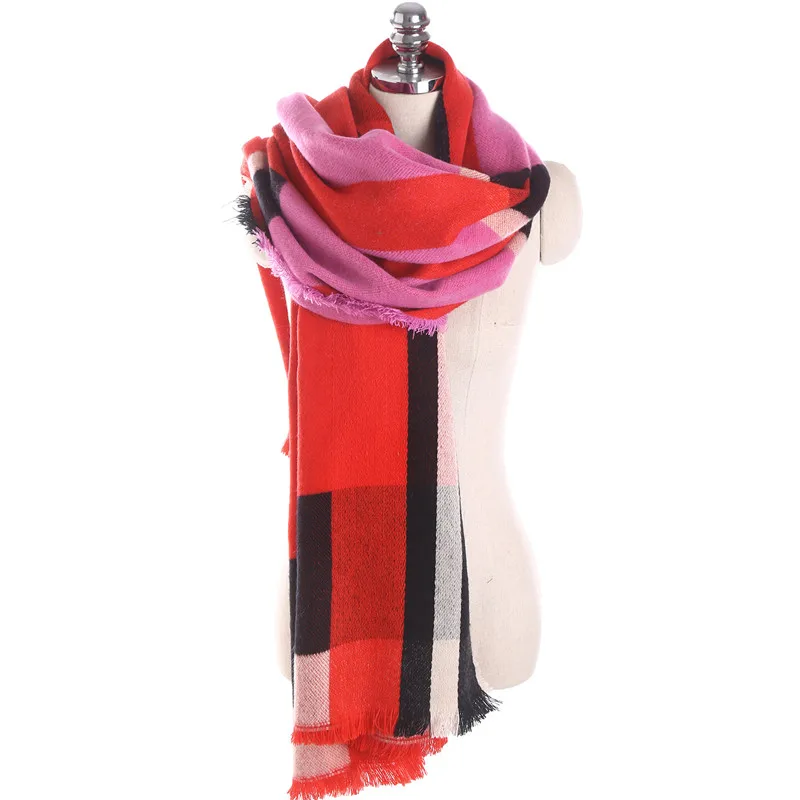 Women Scarf Luxury Bland Geometric Oversized 200*80cm Cashmere Scarf