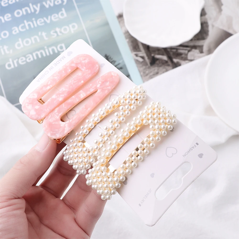 

1 Set Solid Pearl Hair Clips for Women Hair Barrettes Summer Hair Accessories Hairpins BB Clip Handmade Styling Headdress