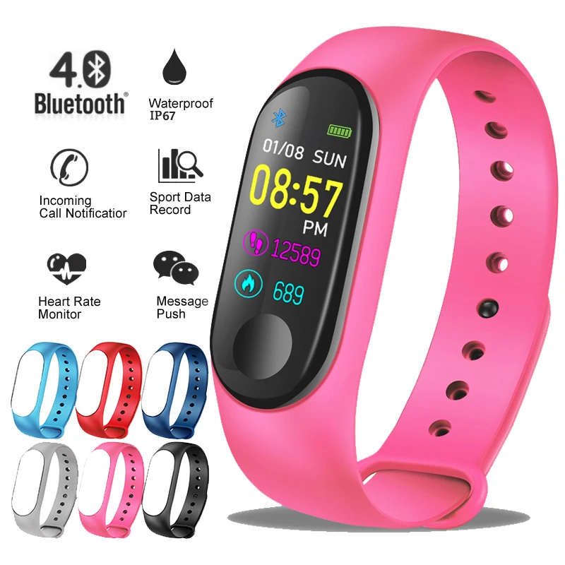 

LIGE Women Sport Bracelet LED Color Touch Screen Fitness Watch Band Bluetooth Heart Rate Blood Pressure Monitor for Android IOS