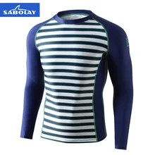 Мужские sabolay's купальник Рашгард солнцезащитный купальник анти-УФ Полосатый с длинным рукавом для серфинга рубашка Топ Rashguard купальный костюм