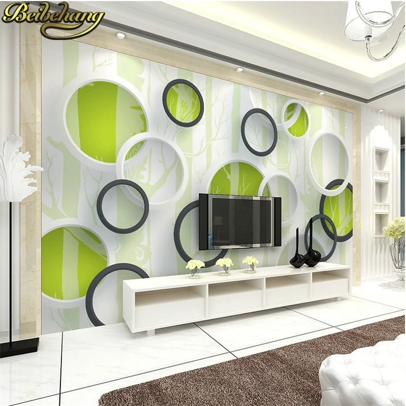 

beibehang backdrop of large silk cloth wallpaper mural living room sofa modern forest circle papel de parede wallpaper for walls