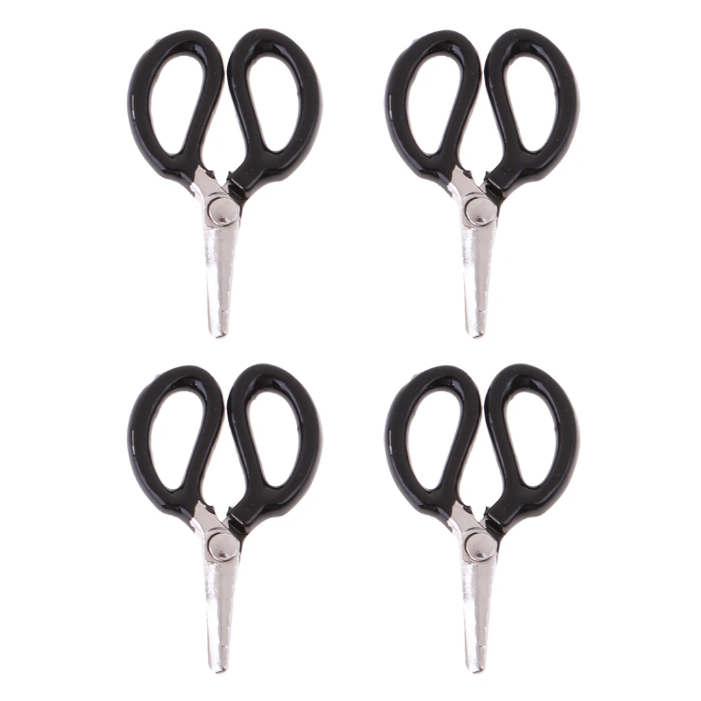 4 Set 1/12 Dollhouse Miniature Metal Black Scissors Room Life Scenes Decoration Accessories