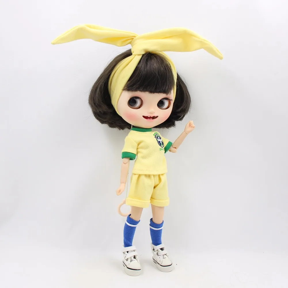 Neo Blythe Doll Brazil Football Team Uniform With Hair Band 5