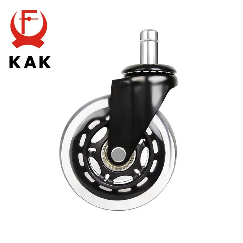 

KAK 3" Universal Mute Wheel Office Chair Caster Replacement 60KG Swivel Casters Rubber Soft Safe Roller Furniture Wheel Hardware