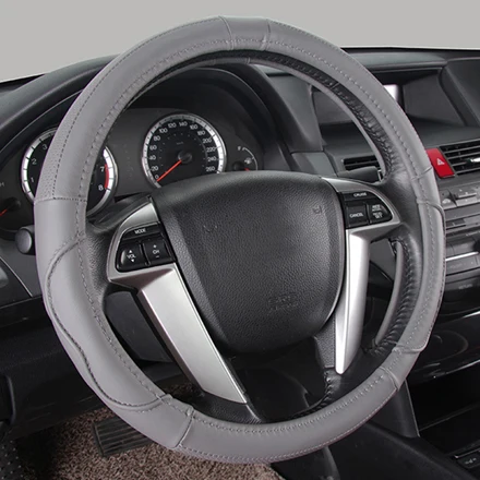 Натуральная кожа чехол рулевого колеса автомобиля для Infiniti FX35 FX45 FX37 EX35 G35 M35 JX35 QX56 QX80 QX60 Q50 Q70L эсквайр 38 см 15'' - Название цвета: grey