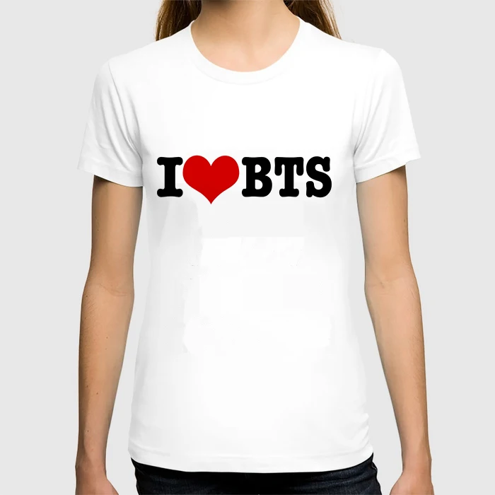 Я люблю BTS летняя футболка Для женщин Повседневное леди футболки хлопковая