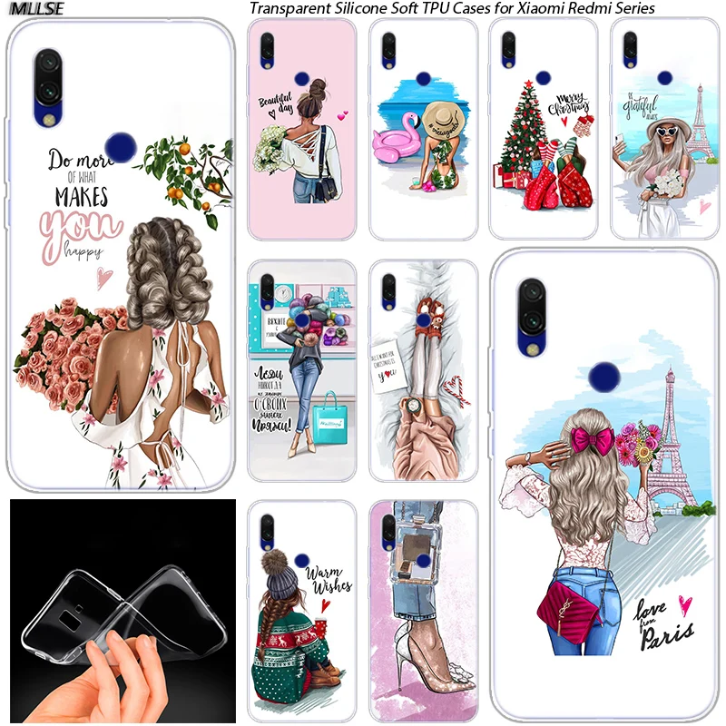 Hot Super girl Soft Silicone Case for Xiaomi Redmi K20 7 7A 5 5Plus 6 6A S2 Note 8 Pro Fashion Cover | Мобильные телефоны и