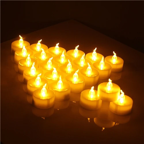 

12 pcs/pack Flickering Flameless LED Tea light Flicker Tea Candle Light Party Wedding Candels Safety Home Decoration