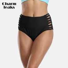Charmleaks женские плавки бикини с высокой талией, женские плавки с вырезами, одноцветные плавки, сексуальные плавки