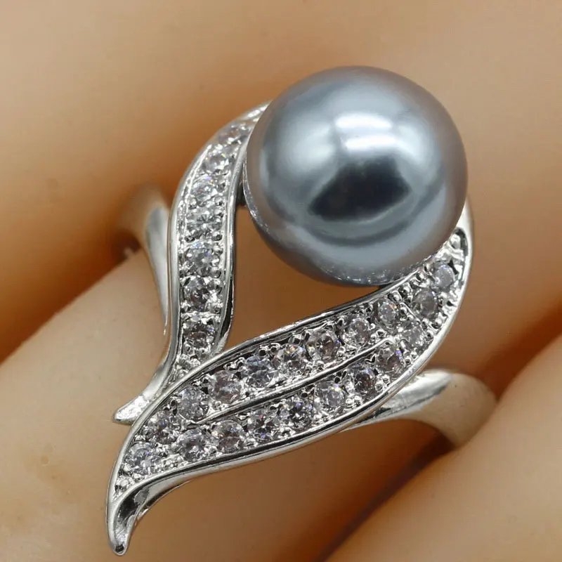 EIOLZJ Топ бренд пламя белый серый жемчуг камень 925 пробы серебряные кольца для женщин юбилей Ringen коробка