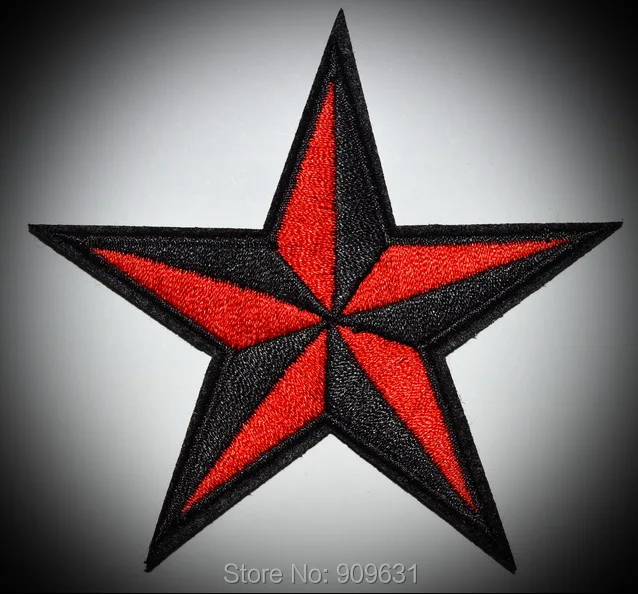 

30x Patch patches embroidered iron on backpack red star nautical black biker