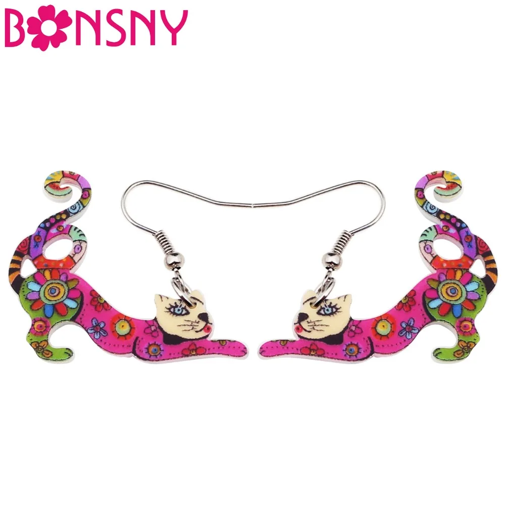 Акриловые висячие серьги Bonsny с животными большие для девушек женщин подростков