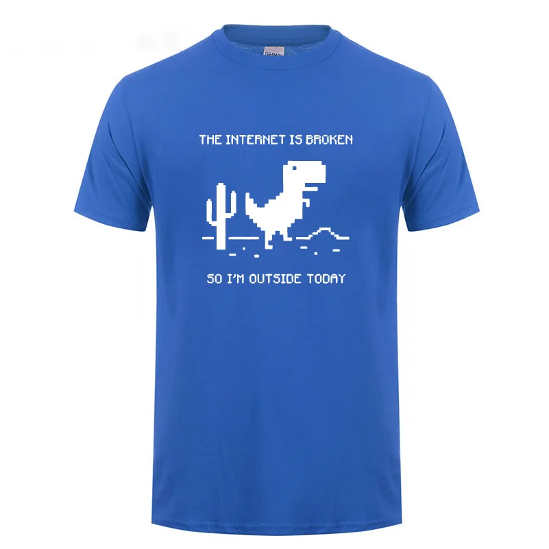 Интернет разбитая веб-страница компьютерная футболка с динозавром Забавный подарок на день рождения для мужчин парню, электрику, программисту, гику, футболки - Цвет: Blue