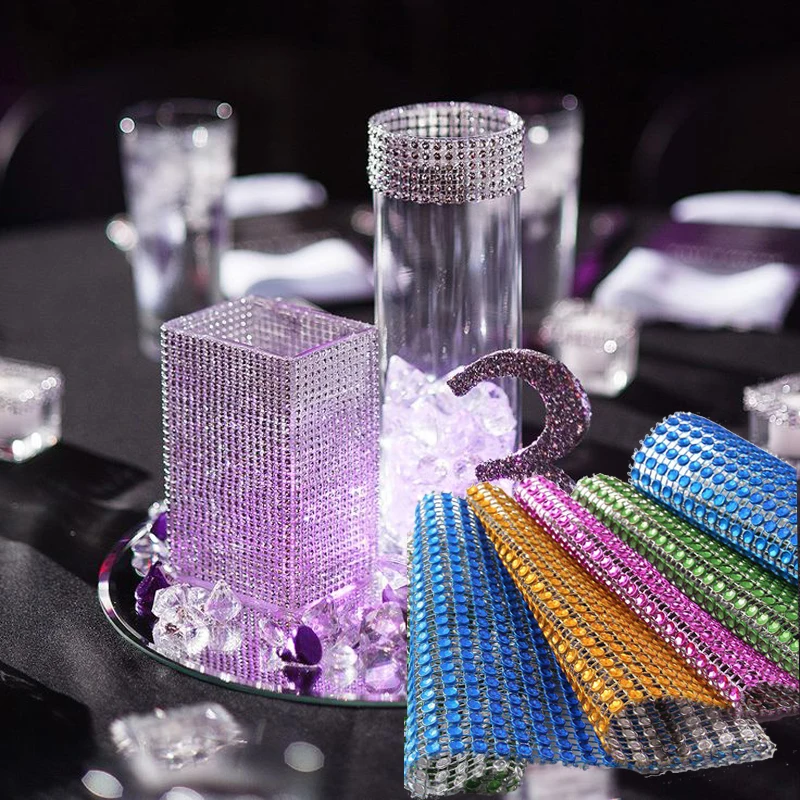 91.5cm 1 lot Rhinestone Chain Diamond Mesh Trim Wedding Decoration Bling Wrap Party Crystal Ribbon DIY Crafts For Vase Supplies