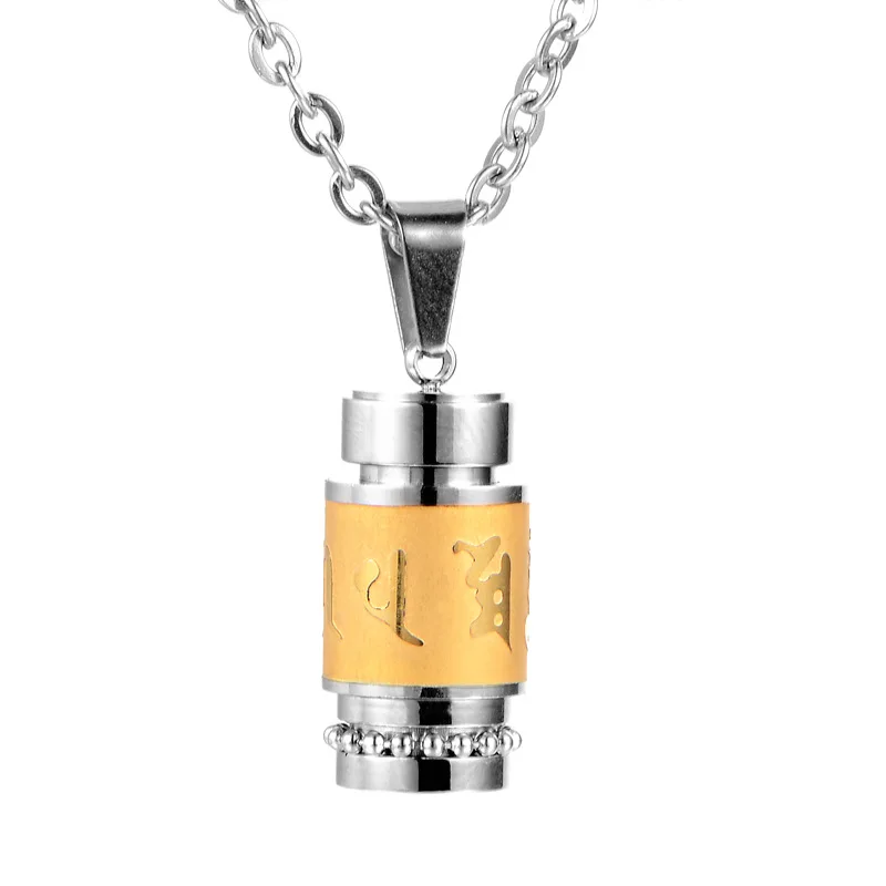 

Om Mani Padme Hum Rotatable Mantra Buddhist Prayer Wheel Pendant Necklace For Women and Men Zen Jewelry [2 Variants]