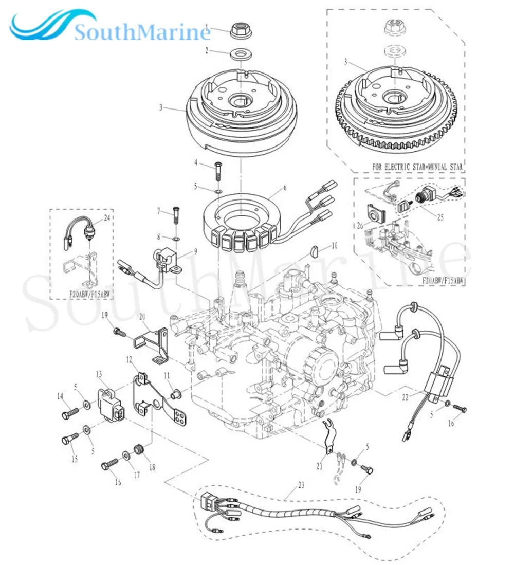 6AH-85580-00 импульсная катушка для Yamaha 4-тактный F15C F20 F25 F40 T25 лодочный мотор